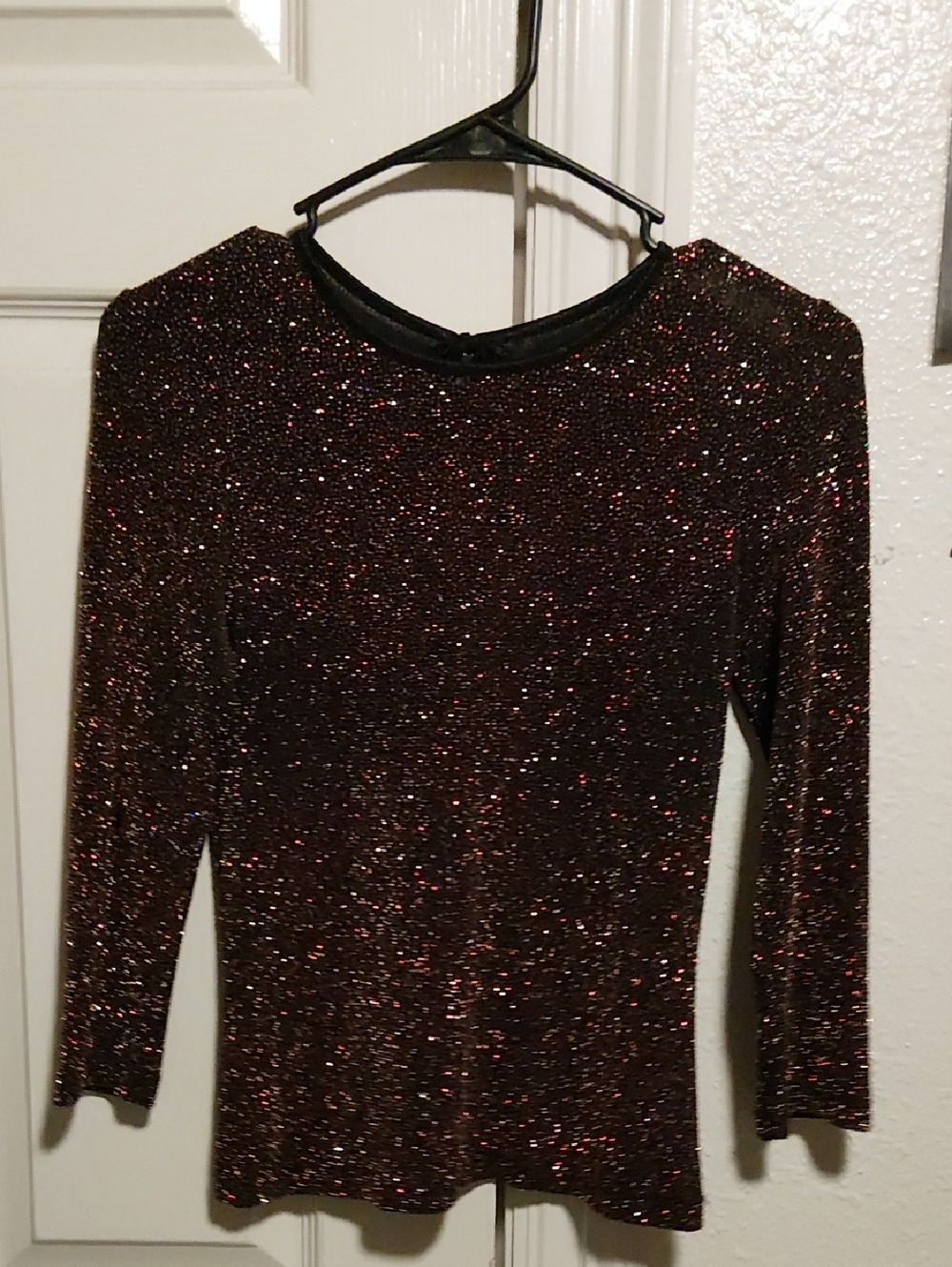 Sparkling Dark Red Glitter Long Sleeve Top